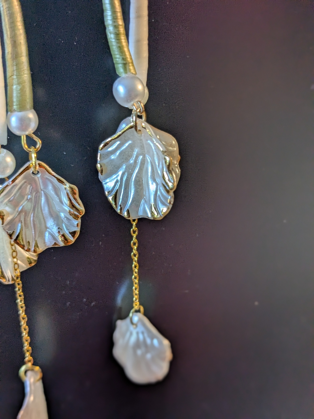 Indigenous Created Elegant Floral Dentalium Shell Statement Earrings - Picture 8 of 11